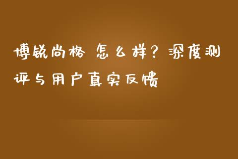 博锐尚格 怎么样？深度测评与用户真实反馈_https://wap.langutaoci.com_今日财经_第1张