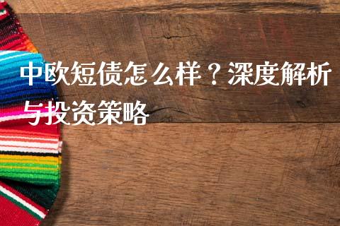 中欧短债怎么样？深度解析与投资策略_https://wap.langutaoci.com_货币市场_第1张