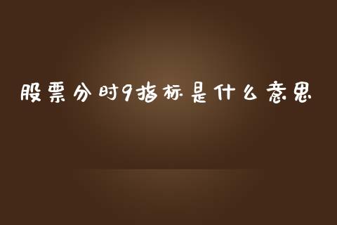 股票分时9指标是什么意思_https://wap.langutaoci.com_外汇论坛_第1张