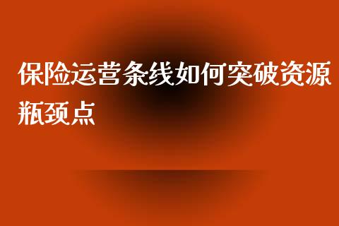 保险运营条线如何突破资源瓶颈点_https://wap.langutaoci.com_债券基金_第1张