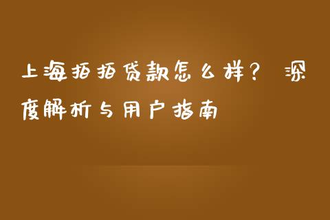 上海拍拍贷款怎么样? 深度解析与用户指南_货币市场_第1张_今日财经_货币市场_期货行情_金融服务_外汇论坛_债券基金 上海拍拍贷款怎么样? 深度解析与用户指南_https://wap.langutaoci.com_货币市场_第1张