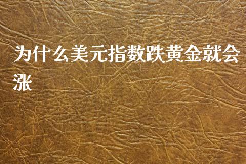 为什么美元指数跌黄金就会涨_https://wap.langutaoci.com_货币市场_第1张