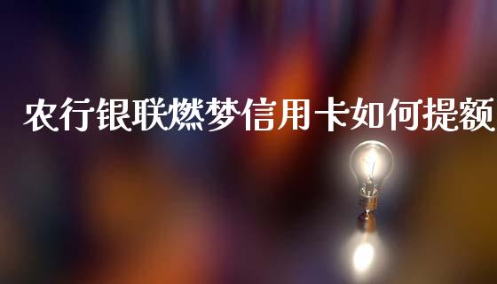 农行银联燃梦信用卡如何提额_https://wap.langutaoci.com_期货行情_第1张