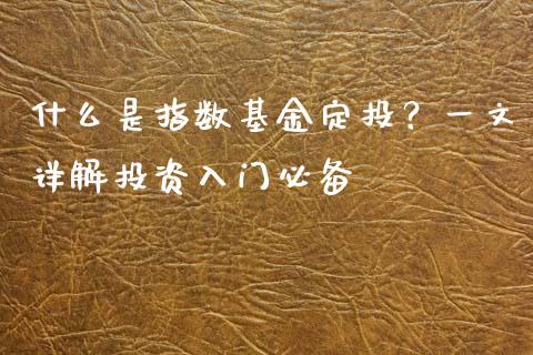 什么是指数基金定投？一文详解投资入门必备_https://wap.langutaoci.com_外汇论坛_第1张