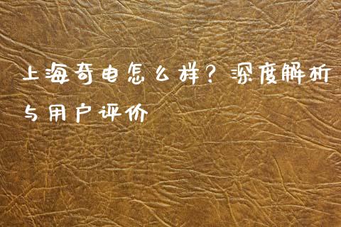 上海奇电怎么样？深度解析与用户评价_https://wap.langutaoci.com_债券基金_第1张