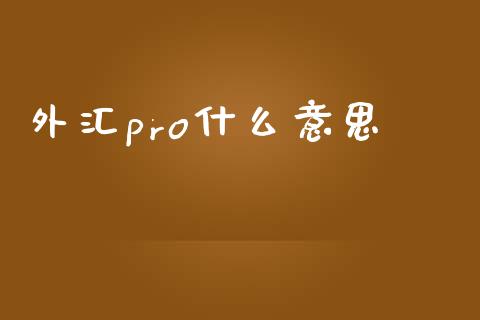 外汇pro什么意思_https://wap.langutaoci.com_货币市场_第1张