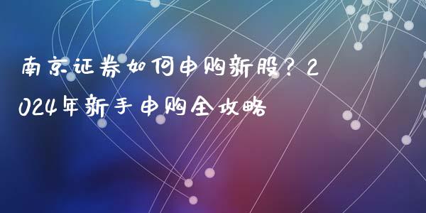 南京证券如何申购新股？2024年新手申购全攻略_https://wap.langutaoci.com_债券基金_第1张
