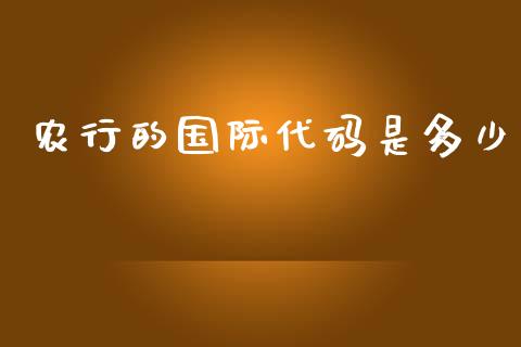 农行的国际代码是多少_https://wap.langutaoci.com_今日财经_第1张