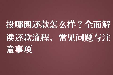 投哪网还款怎么样？全面解读还款流程、常见问题与注意事项_https://wap.langutaoci.com_金融服务_第1张