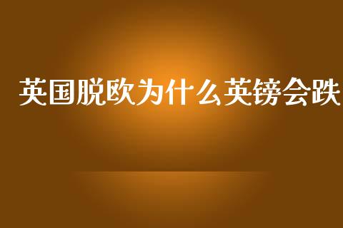 英国脱欧为什么英镑会跌_https://wap.langutaoci.com_债券基金_第1张