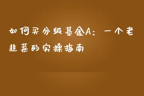 如何买分级基金A：一个老韭菜的实操指南_https://wap.langutaoci.com_债券基金_第1张
