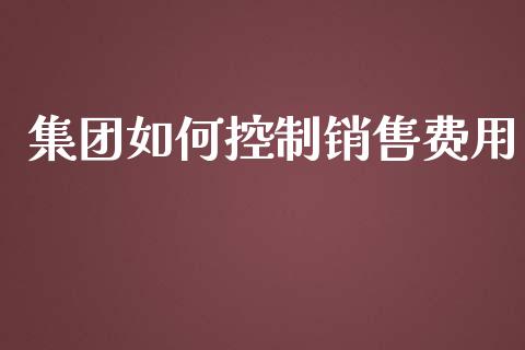 集团如何控制销售费用_https://wap.langutaoci.com_外汇论坛_第1张