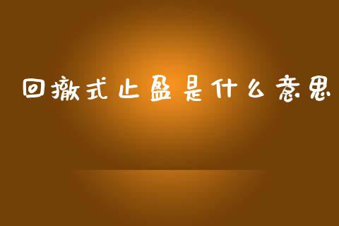 回撤式止盈是什么意思_https://wap.langutaoci.com_债券基金_第1张