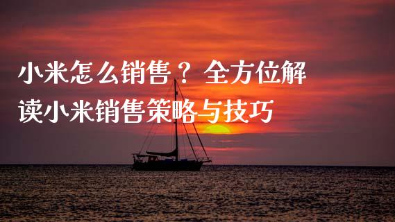 小米怎么销售？ 全方位解读小米销售策略与技巧_https://wap.langutaoci.com_债券基金_第1张