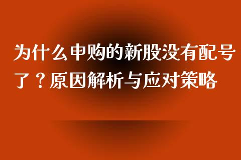 为什么申购的新股没有配号了？原因解析与应对策略_https://wap.langutaoci.com_货币市场_第1张