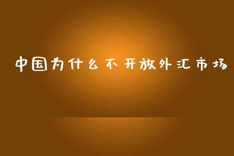 中国为什么不开放外汇市场_https://wap.langutaoci.com_金融服务_第1张