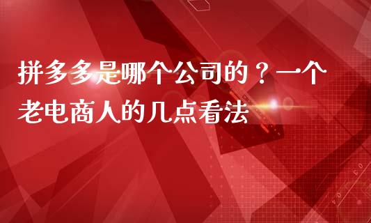 拼多多是哪个公司的？一个老电商人的几点看法_https://wap.langutaoci.com_今日财经_第1张
