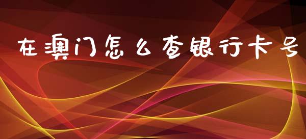 在澳门怎么查银行卡号_https://wap.langutaoci.com_今日财经_第1张