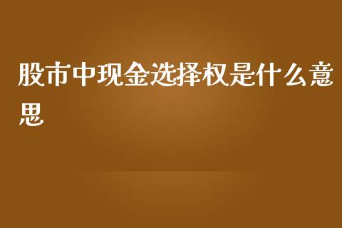 股市中现金选择权是什么意思_https://wap.langutaoci.com_货币市场_第1张