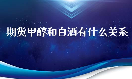 期货甲醇和白酒有什么关系_https://wap.langutaoci.com_今日财经_第1张