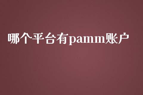 哪个平台有pamm账户_https://wap.langutaoci.com_金融服务_第1张