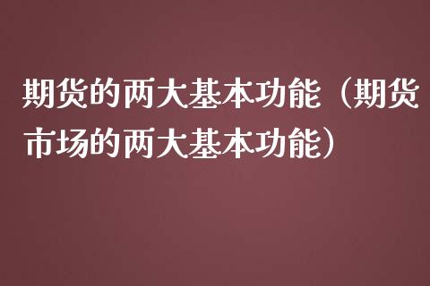 期货的两大基本功能（期货市场的两大基本功能）_https://wap.langutaoci.com_外汇论坛_第1张