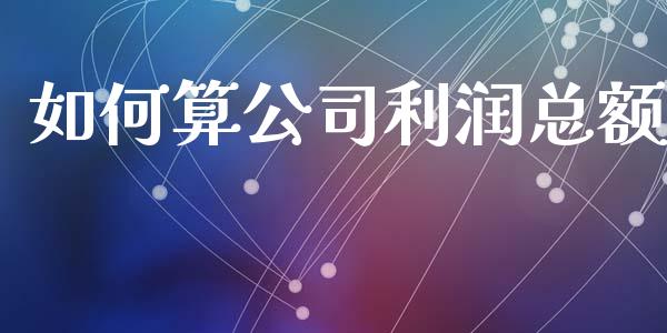 如何算公司利润总额_https://wap.langutaoci.com_今日财经_第1张