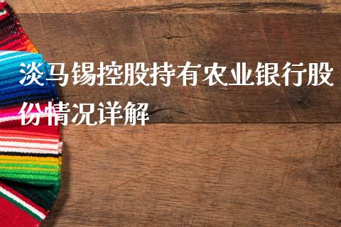 淡马锡控股持有农业银行股份情况详解_https://wap.langutaoci.com_期货行情_第1张