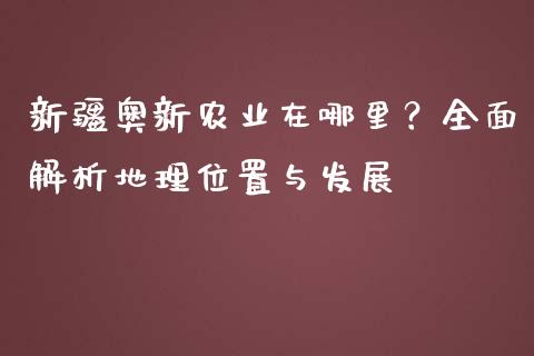 新疆奥新农业在哪里？全面解析地理位置与发展_https://wap.langutaoci.com_债券基金_第1张