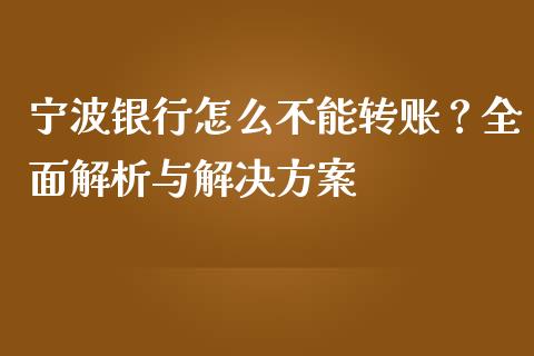 宁波银行怎么不能转账？全面解析与解决方案_https://wap.langutaoci.com_外汇论坛_第1张
