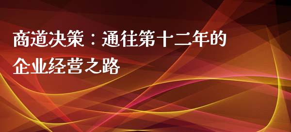 商道决策：通往第十二年的企业经营之路_https://wap.langutaoci.com_债券基金_第1张