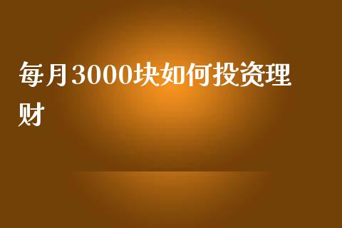 每月3000块如何投资理财_https://wap.langutaoci.com_金融服务_第1张