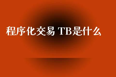 程序化交易 TB是什么_https://wap.langutaoci.com_金融服务_第1张