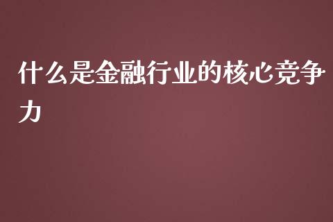 什么是金融行业的核心竞争力_https://wap.langutaoci.com_货币市场_第1张