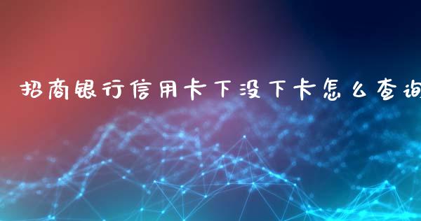 招商银行信用卡下没下卡怎么查询_https://wap.langutaoci.com_今日财经_第1张