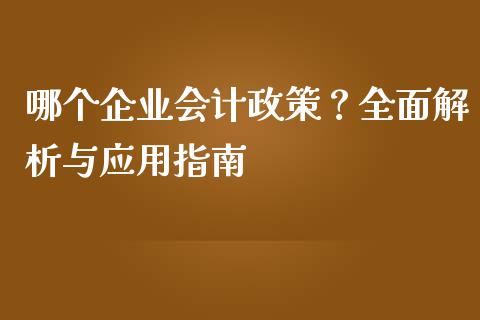 哪个企业会计政策？全面解析与应用指南_https://wap.langutaoci.com_外汇论坛_第1张