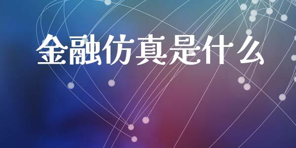 金融仿真是什么_https://wap.langutaoci.com_货币市场_第1张