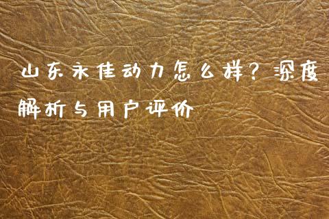 山东永佳动力怎么样？深度解析与用户评价_https://wap.langutaoci.com_今日财经_第1张