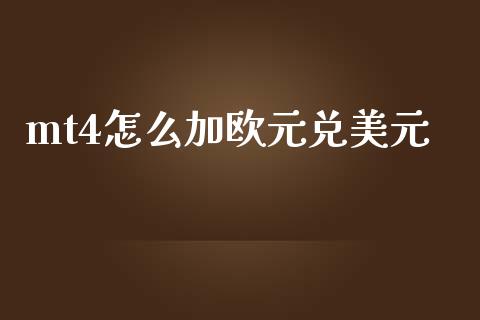 mt4怎么加欧元兑美元_https://wap.langutaoci.com_货币市场_第1张