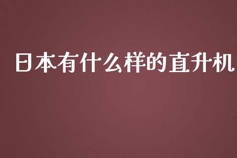 日本有什么样的直升机_https://wap.langutaoci.com_今日财经_第1张
