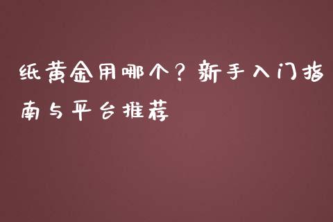 纸黄金用哪个？新手入门指南与平台推荐_https://wap.langutaoci.com_期货行情_第1张