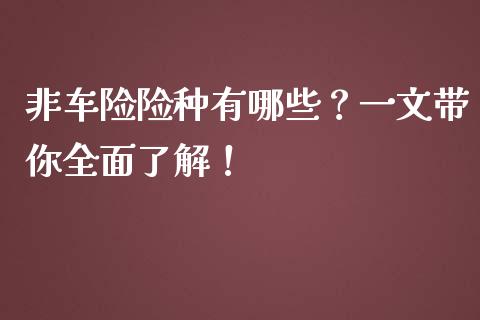 非车险险种有哪些？一文带你全面了解！_https://wap.langutaoci.com_今日财经_第1张