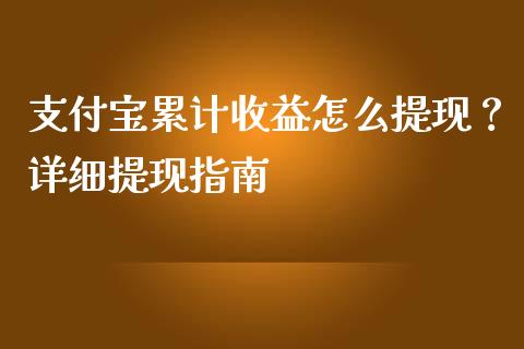 支付宝累计收益怎么提现？详细提现指南_https://wap.langutaoci.com_外汇论坛_第1张