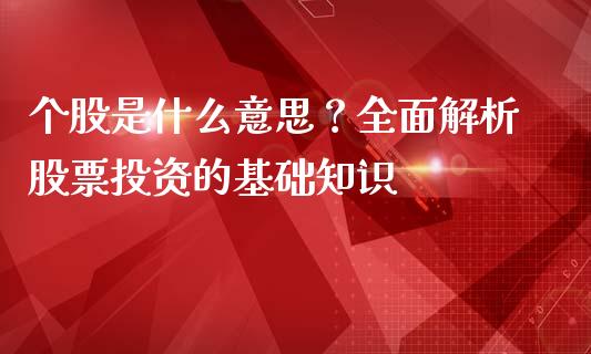个股是什么意思？全面解析股票投资的基础知识_https://wap.langutaoci.com_货币市场_第1张