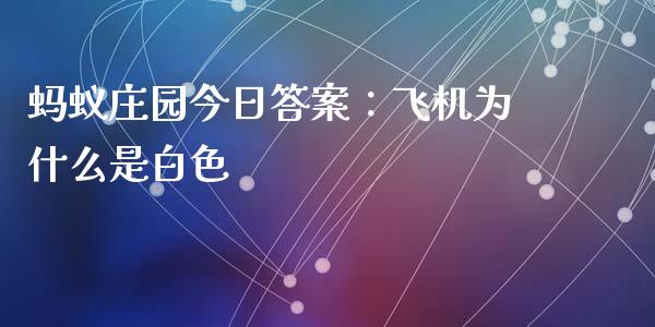 蚂蚁庄园今日答案：飞机为什么是白色_https://wap.langutaoci.com_货币市场_第1张