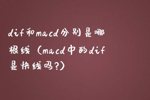 dif和macd分别是哪根线（macd中的dif是快线吗?）_https://wap.langutaoci.com_债券基金_第1张