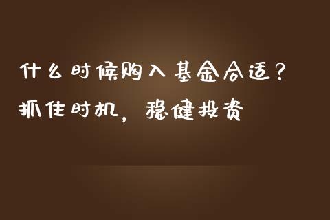 什么时候购入基金合适？ 抓住时机，稳健投资_https://wap.langutaoci.com_金融服务_第1张