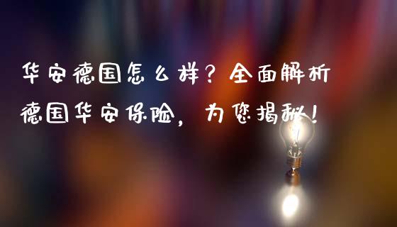 华安德国怎么样？全面解析德国华安保险，为您揭秘！_https://wap.langutaoci.com_外汇论坛_第1张
