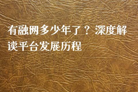 有融网多少年了？ 深度解读平台发展历程_https://wap.langutaoci.com_债券基金_第1张