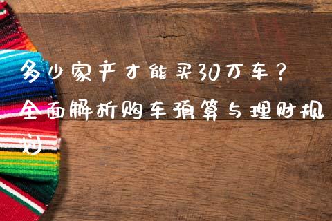 多少家产才能买30万车？全面解析购车预算与理财规划_https://wap.langutaoci.com_货币市场_第1张